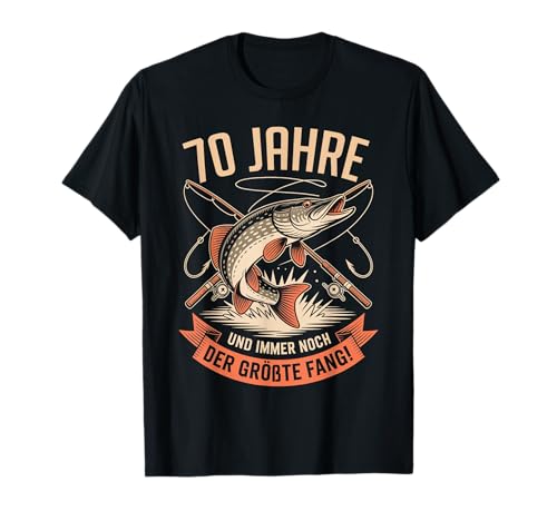 70. Geburtstag Angler Fischen 70 Jahre Männer Fischer Retro T-Shirt von Geburtstag Fischen Geschenk Retro Jungs Männer