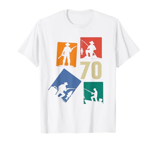 70. Geburtstag Angler Fischen 70 Jahre Männer Fischer Retro T-Shirt von Geburtstag Fischen Geschenk Retro Jungs Männer