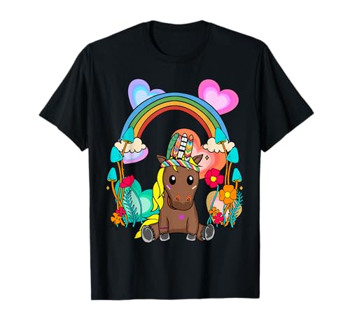 Kinder Kind Regenbogen Hippie Pferd Blumen Geburtstag Pferde T-Shirt Kinder Kind Regenbogen Hippie Pferd Blumen Geburtstag Pferde T-Shirt von Geburtstag Geburtstagsgrüße Grüße