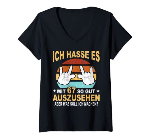 Damen 67 Jahre Geburtstagsspruch Birthday 67 Geburtstag T-Shirt mit V-Ausschnitt Damen 67 Jahre Geburtstagsspruch Birthday 67 Geburtstag T-Shirt mit V-Ausschnitt von Geburtstag Geschenk Geburtstagswünsche Feier