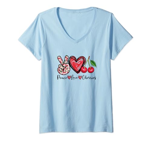 Damen Kirsche, Cherry, Kirschen, Sommer, Frucht, Obst T-Shirt mit V-Ausschnitt Damen Kirsche, Cherry, Kirschen, Sommer, Frucht, Obst T-Shirt mit V-Ausschnitt von Geburtstag Geschenk Geschenkidee Wunsch Deko Idee