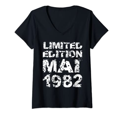Damen 41. Geburtstag Geschenk 41 Jahre Limited Edition Mai 1982 T-Shirt mit V-Ausschnitt Damen 41. Geburtstag Geschenk 41 Jahre Limited Edition Mai 1982 T-Shirt mit V-Ausschnitt von Geburtstag Geschenk Limited Edition Mai 1982