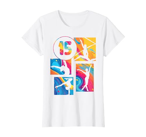 15. Geburtstag Turnen Gymnastik Mädchen Akrobatik Handstand T-Shirt von Geburtstag Geschenk Mädchen Turnen Akrobatik