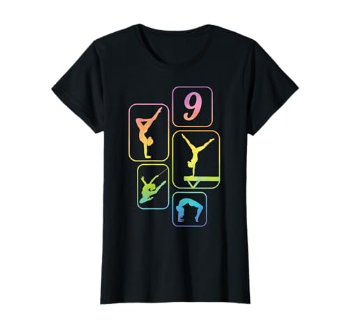 9. Geburtstag Turnen Gymnastik Mädchen Akrobatik Handstand T-Shirt von Geburtstag Geschenk Mädchen Turnen Akrobatik