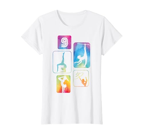 9. Geburtstag Turnen Gymnastik Mädchen Akrobatik Handstand T-Shirt von Geburtstag Geschenk Mädchen Turnen Akrobatik