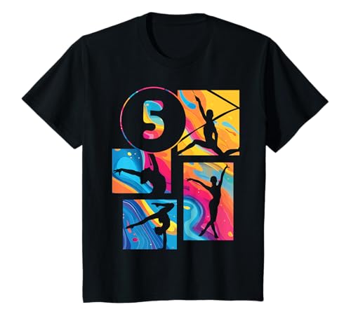 Kinder 5. Geburtstag Turnen Gymnastik Mädchen Akrobatik Handstand T-Shirt von Geburtstag Geschenk Mädchen Turnen Akrobatik