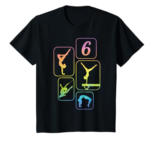 Kinder 6. Geburtstag Turnen Gymnastik Mädchen Akrobatik Handstand T-Shirt von Geburtstag Geschenk Mädchen Turnen Akrobatik