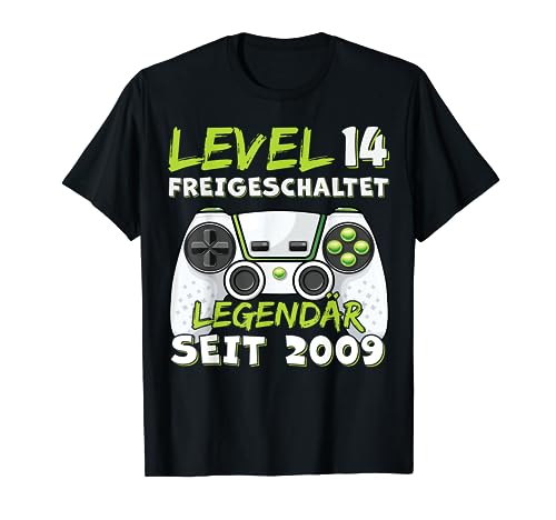 Level 14 Geburtstag Junge Jungen Lustig 2009 14er Geburtstag T-Shirt von Geburtstag Geschenke Co.