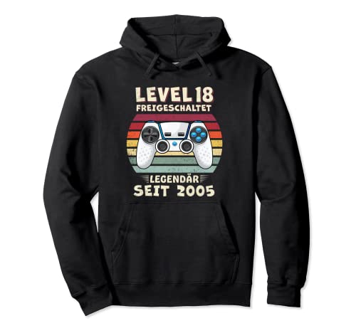 Level 18 Geburtstag Junge Jungen Lustig 2005 18er Geburtstag Pullover Hoodie von Geburtstag Geschenke Co.