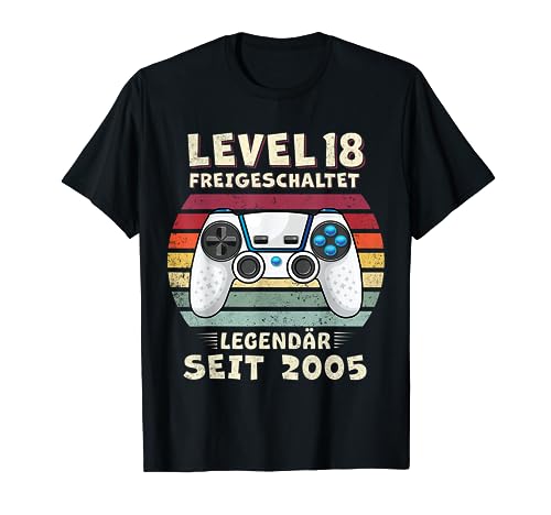 Level 18 Geburtstag Junge Jungen Lustig 2005 18er Geburtstag T-Shirt von Geburtstag Geschenke Co.