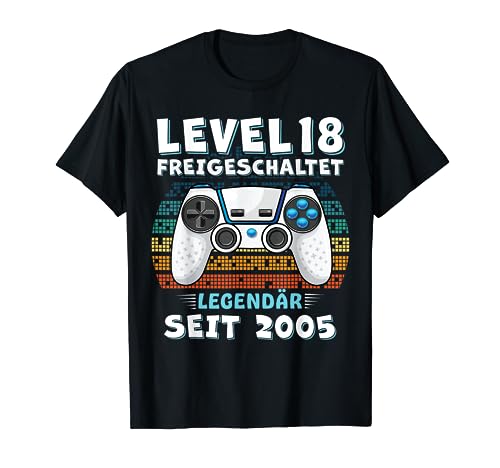 Level 18 Geburtstag Junge Jungen Lustig 2005 18er Geburtstag T-Shirt von Geburtstag Geschenke Co.