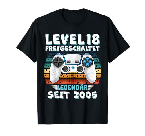 Level 18 Geburtstag Junge Jungen Lustig 2005 18er Geburtstag T-Shirt von Geburtstag Geschenke Co.