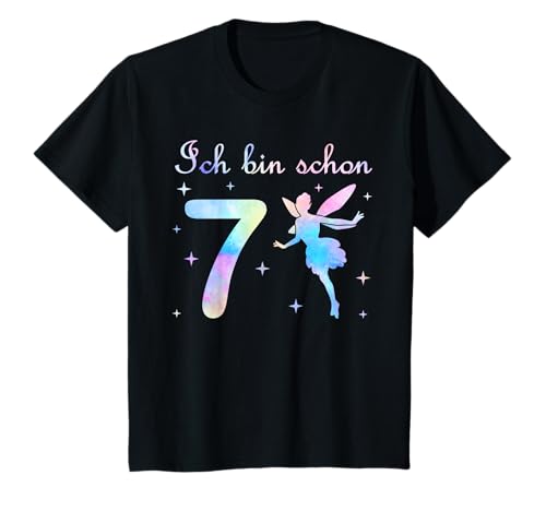 7 Jahre Geburtstag Mädchen Fee Elfe Zauberfee Print T-Shirt von Geburtstag Geschenke Für Kinder