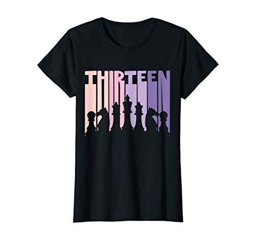 Damen 13. Geburtstag Geschenk Schach Fan Spielerin Retro Mädchen T-Shirt Damen 13. Geburtstag Geschenk Schach Fan Spielerin Retro Mädchen T-Shirt von Geburtstag Geschenke Schach Schachspielerin Verein