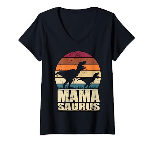 Mamasaurus Rex Mutter Dinosaurier Familien Dino Mama Saurus T-Shirt mit V-Ausschnitt Mamasaurus Rex Mutter Dinosaurier Familien Dino Mama Saurus T-Shirt mit V-Ausschnitt von Geburtstag Geschenke & Muttertag Geschenk Ideen