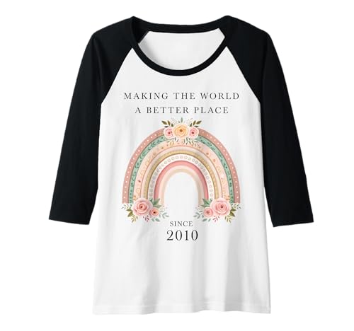 Damen Making The World a Better Place Since 2010 Geburtstag Frau Raglan von Geburtstag Geschenkideen Frauen Retro Stil