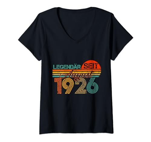 Damen Legendär Seit August 1926 98. Geburtstag Vintage 1926 T-Shirt mit V-Ausschnitt von Geburtstag Herren und Männer SaiGon