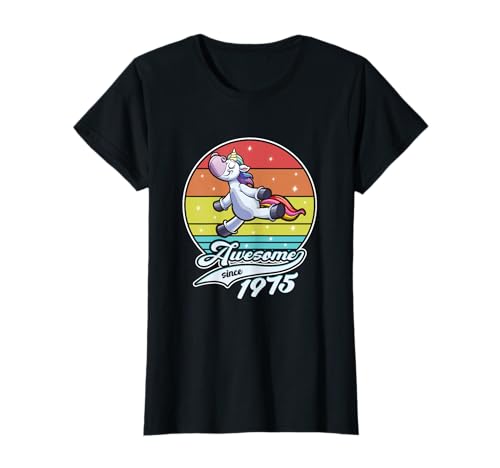 Geburtstag Mädchen Damen Awesome since 1975 Einhorn Unicorn T-Shirt Geburtstag Mädchen Damen Awesome since 1975 Einhorn Unicorn T-Shirt von Geburtstag Jahrestag Spruch Einhorn Unicorn