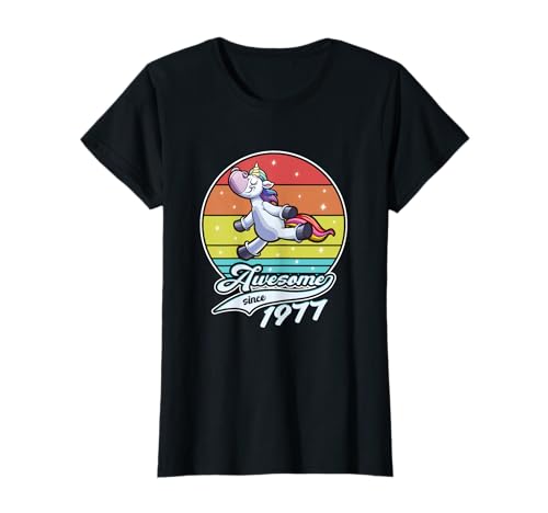 Geburtstag Mädchen Damen Awesome since 1977 Einhorn Unicorn T-Shirt Geburtstag Mädchen Damen Awesome since 1977 Einhorn Unicorn T-Shirt von Geburtstag Jahrestag Spruch Einhorn Unicorn