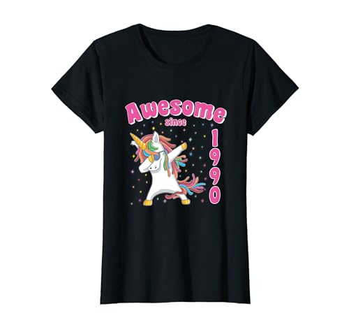 Geburtstag Mädchen Damen Awesome since 1990 Einhorn Unicorn T-Shirt Geburtstag Mädchen Damen Awesome since 1990 Einhorn Unicorn T-Shirt von Geburtstag Jahrestag Spruch Einhorn Unicorn