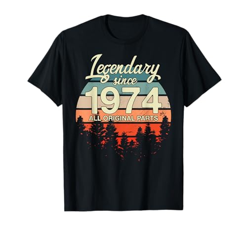 Party Lustig Damen und Herren Legendär seit 1974 Geburtsjahr T-Shirt von Geburtstag Jahrgang 1974 Deko Geburtstagsgeschenk