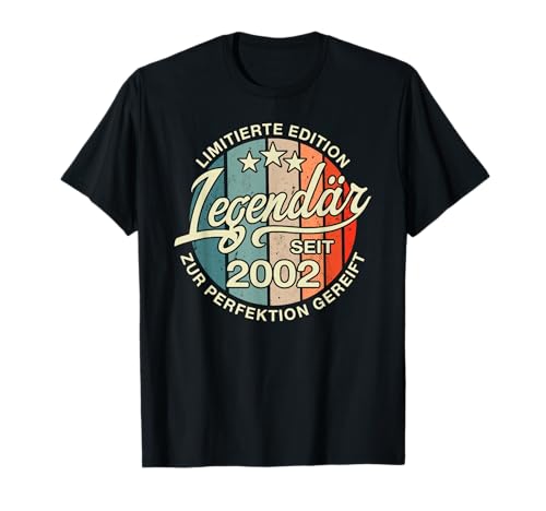 Party Lustig Damen und Herren Legendär seit 2002 Geburtsjahr T-Shirt von Geburtstag Jahrgang 2002 Deko Geburtstagsgeschenk