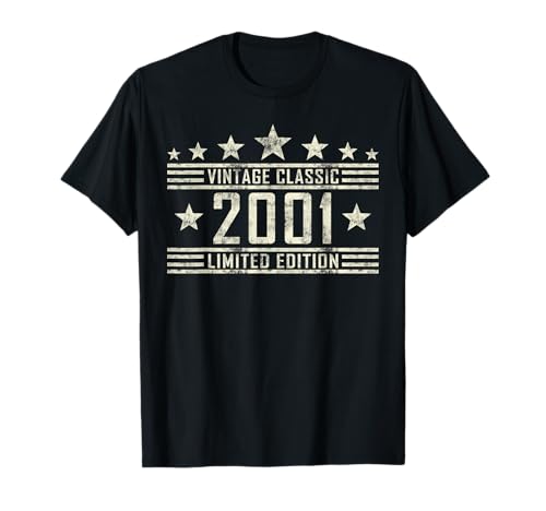 Geburtstag Jahrgang 2001 Damen Herren Vintage Klassik T-Shirt Geburtstag Jahrgang 2001 Damen Herren Vintage Klassik T-Shirt von Geburtstag Jahrgang geboren Geburtstagsgeschenk