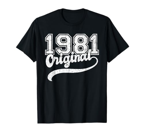 Geburtstag Jahrgang geboren T-Shirt 1981 Damen Herren Vintage Klassik Original Schwarz Klein EU S Crew Neck Kurzarm Unisex Geburtstag Jahrgang geboren T-Shirt 1981 Damen Herren Vintage Klassik Original Schwarz Klein EU S Crew Neck Kurzarm Unisex von Geburtstag Jahrgang geboren Geburtstagsgeschenk