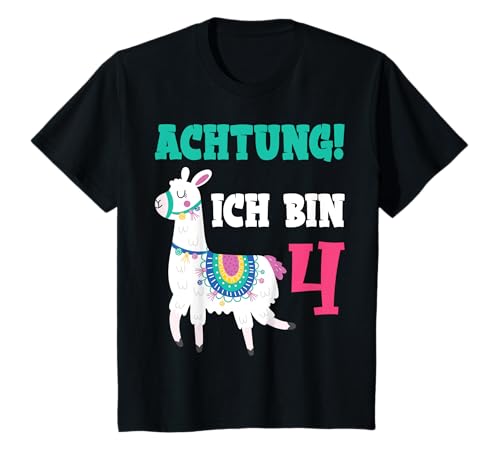 Kinder Kindergeburtstag Geschenk Lama Motiv ICH BIN 4 T-Shirt Kinder Kindergeburtstag Geschenk Lama Motiv ICH BIN 4 T-Shirt von Geburtstag Jungen und Mädchen Lama Geschenkidee