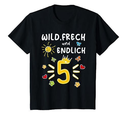 Kinder Fünfter Geburtstag Kind Wild, Frech & endlich 5 T-Shirt von Geburtstag Kindergeburtstag Geburtstagskind Kind