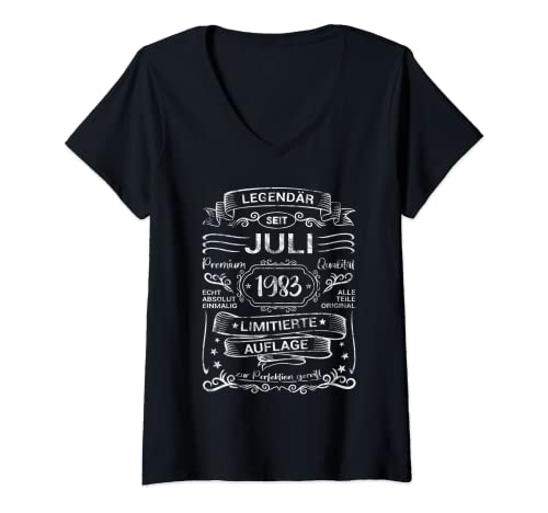 Damen Legendär Seit Juli 1983 Limitierte Auflage Geburtstag T-Shirt mit V-Ausschnitt Damen Legendär Seit Juli 1983 Limitierte Auflage Geburtstag T-Shirt mit V-Ausschnitt von Geburtstag Legendär Seit 1983 Mann Frau