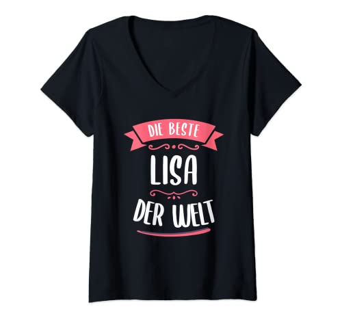Damen Beste Lisa der Welt T-Shirt mit V-Ausschnitt Damen Beste Lisa der Welt T-Shirt mit V-Ausschnitt von Geburtstag Lisa Geschenk