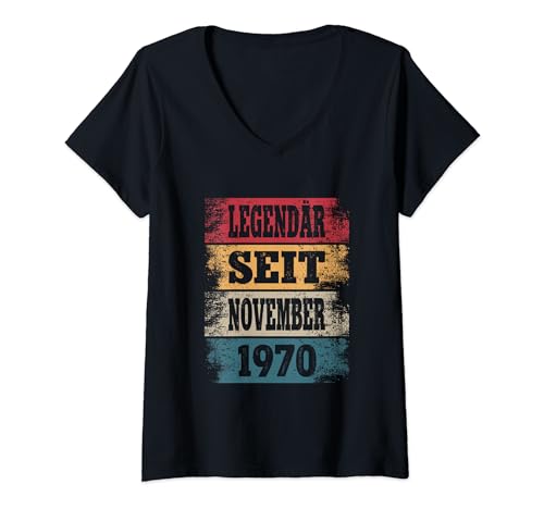 Damen Legendär Seit 1970 November - Lustiges 54 Jahre Geburtstag T-Shirt mit V-Ausschnitt Damen Legendär Seit 1970 November - Lustiges 54 Jahre Geburtstag T-Shirt mit V-Ausschnitt von Geburtstag Lustige Deko Jahrgang 1970 Geschenkidee