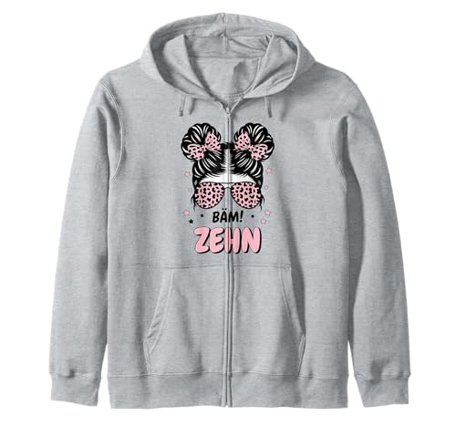 10th Birthday Girl Messy Bun Bäm! Ten Kapuzenjacke von Geburtstag Mädchen 10. Geburtstag