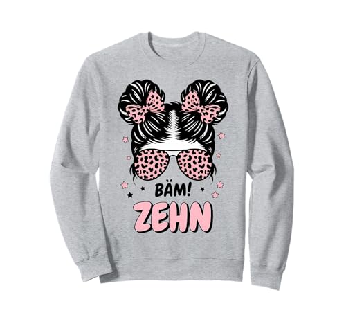 10th Birthday Girl Messy Bun Bäm! Ten Sweatshirt von Geburtstag Mädchen 10. Geburtstag