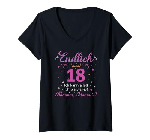 Damen Geburtstag Endlich 18 Ich kann Alles ich weiß Alles T-Shirt mit V-Ausschnitt Damen Geburtstag Endlich 18 Ich kann Alles ich weiß Alles T-Shirt mit V-Ausschnitt von Geburtstag Mädchen 18 Jahre Spruch Humorvoll