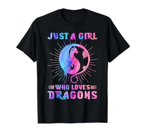 Bunter Drache Mittelalter Mädchen T-Shirt von Geburtstag Mädchen Drachen Outfit