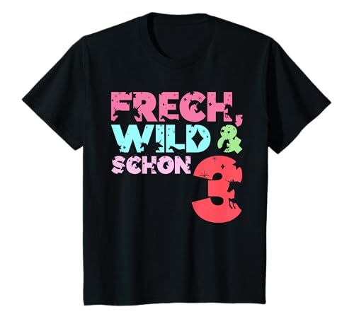 Frech Wild & schon 3, Geburtstag Mädchen 3 Jahre Einhorn T-Shirt Frech Wild & schon 3, Geburtstag Mädchen 3 Jahre Einhorn T-Shirt von Geburtstag Mädchen Einhorn Shirts Geschenk