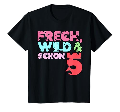 Frech Wild & schon 5, Geburtstag Mädchen 5 Jahre Einhorn T-Shirt Frech Wild & schon 5, Geburtstag Mädchen 5 Jahre Einhorn T-Shirt von Geburtstag Mädchen Einhorn Shirts Geschenk