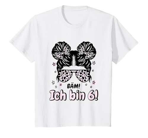 Kinder 6. Geburtstag Mädchen Messy Bun Bäm! Ich Bin Sechs T-Shirt Kinder 6. Geburtstag Mädchen Messy Bun Bäm! Ich Bin Sechs T-Shirt von Geburtstag Mädchen Geschenkeideen 6. Geburtstag