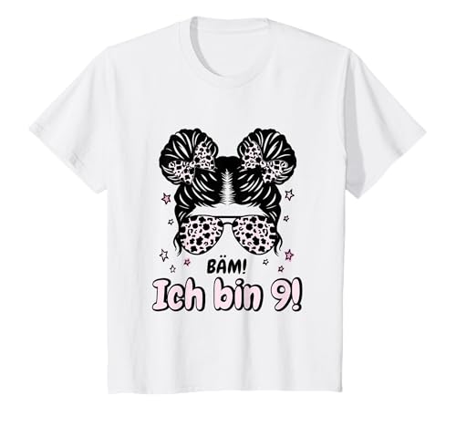 Kinder 9. Geburtstag Mädchen Messy Bun Bäm! Ich Bin Neun T-Shirt Kinder 9. Geburtstag Mädchen Messy Bun Bäm! Ich Bin Neun T-Shirt von Geburtstag Mädchen Geschenkeideen 9. Geburtstag