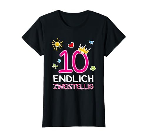 10. Geburtstag Mädchen Endlich zweistellig Krone Prinzessin T-Shirt 10. Geburtstag Mädchen Endlich zweistellig Krone Prinzessin T-Shirt von Geburtstag Mädchen Krone Feier Herz Schmetterling