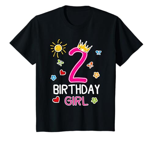 2. Geburtstag Mädchen Birthday Girl Krone Prinzessin T-Shirt 2. Geburtstag Mädchen Birthday Girl Krone Prinzessin T-Shirt von Geburtstag Mädchen Krone Feier Herz Schmetterling