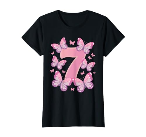 7.Geburtstag Mädchen 7 birthday schmetterlinge 7 jahre T-Shirt von Geburtstag Mädchen schmetterlinge geschenke