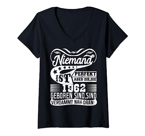 Damen Jahrgang 1962 geboren Outfit Geschenk Geschenkidee T-Shirt mit V-Ausschnitt Damen Jahrgang 1962 geboren Outfit Geschenk Geschenkidee T-Shirt mit V-Ausschnitt von Geburtstag Mann Frau Jahrgang 1962