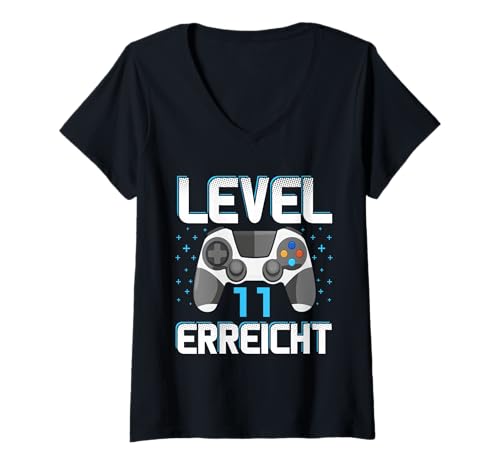 Damen 11. Geburtstag Level 11 Erreicht Gamer Complete Party T-Shirt mit V-Ausschnitt Damen 11. Geburtstag Level 11 Erreicht Gamer Complete Party T-Shirt mit V-Ausschnitt von Geburtstag Outfit Gamer Zocker & Nerds by NeverTry