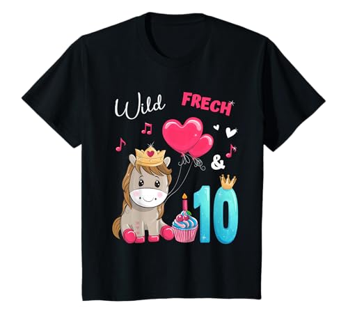 Geburtstag Pferde - Wild Frech und 10 - Mädchen 10 Jahre T-Shirt Geburtstag Pferde - Wild Frech und 10 - Mädchen 10 Jahre T-Shirt von Geburtstag Pferde Mädchen Ponny Geburtstagsshirt