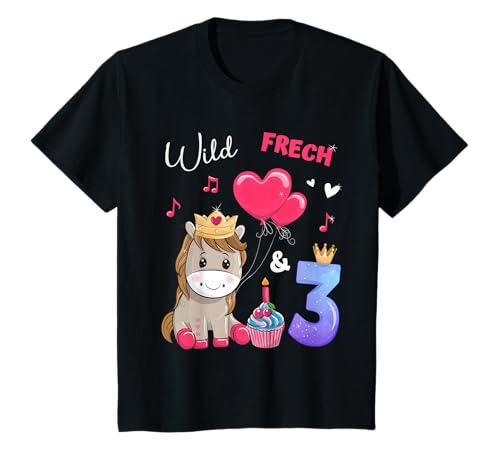 Geburtstag Pferde - Wild Frech und 3 - Mädchen 3 Jahre T-Shirt Geburtstag Pferde - Wild Frech und 3 - Mädchen 3 Jahre T-Shirt von Geburtstag Pferde Mädchen Ponny Geburtstagsshirt