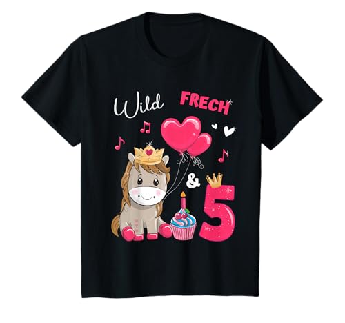 Geburtstag Pferde - Wild Frech und 5 - Mädchen 5 Jahre T-Shirt Geburtstag Pferde - Wild Frech und 5 - Mädchen 5 Jahre T-Shirt von Geburtstag Pferde Mädchen Ponny Geburtstagsshirt