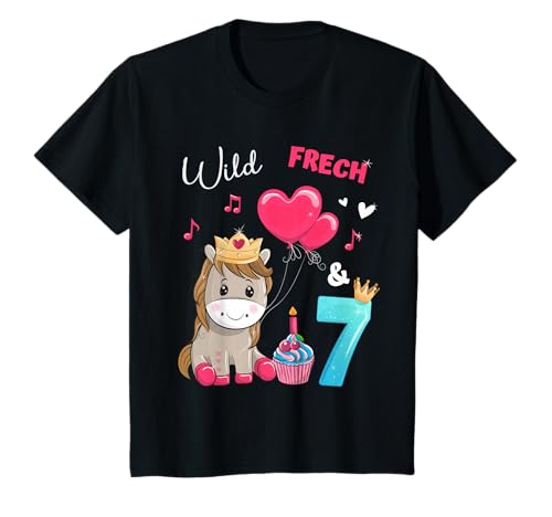 Geburtstag Pferde - Wild Frech und 7 - Mädchen 7 Jahre T-Shirt Geburtstag Pferde - Wild Frech und 7 - Mädchen 7 Jahre T-Shirt von Geburtstag Pferde Mädchen Ponny Geburtstagsshirt